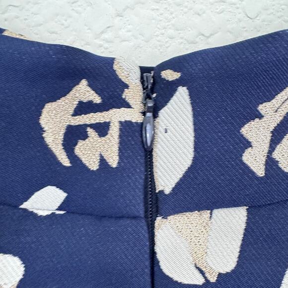 Eliza J Womens Pleated Abstract Jacquard Skirt Size 6 Metallic Office Party Blue - Picture 6 of 10